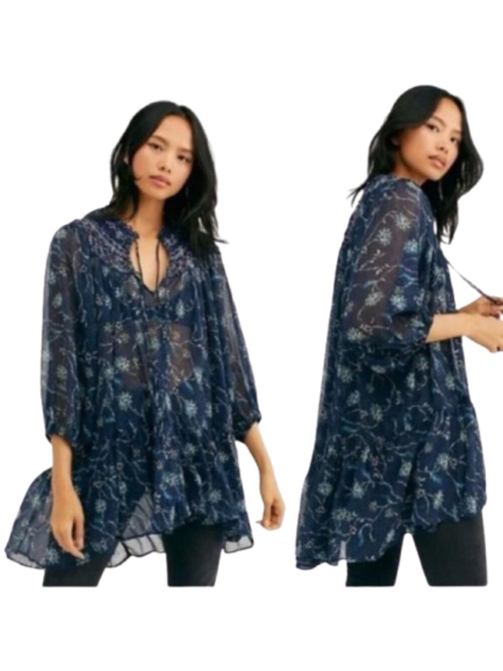 Free People Keeping Up with Kara Sheer Tunic XS